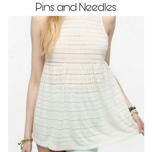Pins and Needles Cream Eyelet Babydoll Top